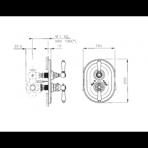 Nicolazzi Termostatico Petit M. Blanc накладная панель термостата с запорным вентелем, цвет cromo
