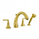 Mestre Adriatica Смеситель для ванны на 4 отверстия с кристаллами Swarovski с ручным душем , золото