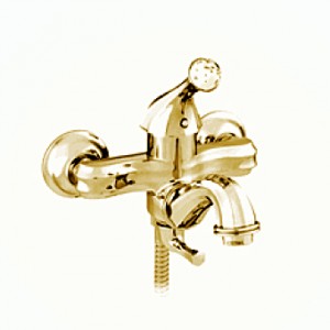 Mestre Indica Однорычажный смеситель для ванны с ручным душем с кристаллами Swarovski , золото