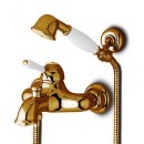 Zucchetti Delfiflu смеситель для ванны из стены, в комплекте с душ. лейкой и шлангом 125см, бронза