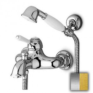 Zucchetti Delfiflu смеситель для ванны настенный с ручным душем хром/золото